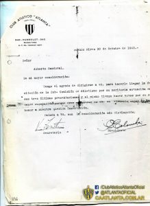  Nota de felicitación de la Subcomisión de Atletismo de Atlanta al corredor Alberto Sandoval